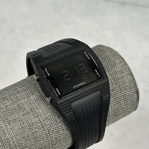 Fossil Watch Mens 38mm Black Digital Sport Chrono Timer Alarm New Battery - Picture 1 of 15