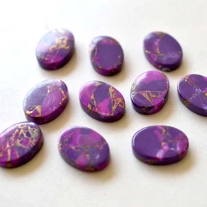 Piedra preciosa turquesa cobre púrpura 20x25 mm - respaldo plano ovalado ambos lados I174 - Imagen 1 de 7