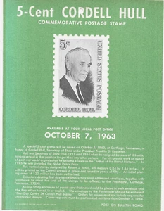 #1235 5cent Cordell Hull FDC Stamp Poster - 1963 - Picture 1 of 1