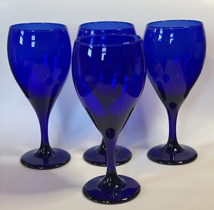 Juego de 4 copas de vidrio vintage azul cobalto de 12 oz. - Imagen 1 de 10