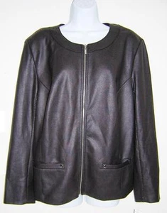 JM COLLECTION DARK BROWN REPTILE SCUBA COLLAR JACKET LINED 18 NWT! - Picture 1 of 8