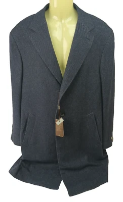 Canali Mens Blue Striped Kei Cashmere Topcoat Overcoat Coat Size 56 R EU/ 46 US - Image 1 of 4
