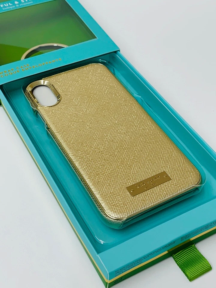 KATE SPADE NEW YORK Saffiano Gold Wrap Case for iPhone X/XS MSRP $49.99  - Image 1 of 4