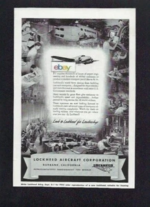 LOCKHEED AIRCRAFT CORP BURBANK,CA 1944 ELECTRA & LODESTAR 28 AIRLINES AD - Bild 1 von 1