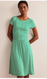 Boden Amelie Jersey Dress Green Floral Meadow Size 4 - Picture 1 of 2