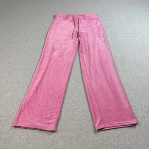Juicy Couture Pant Woman S Pink Rhinestone Velour Wide Leg Track Ribbed 90s Y2K - Picture 1 of 8
