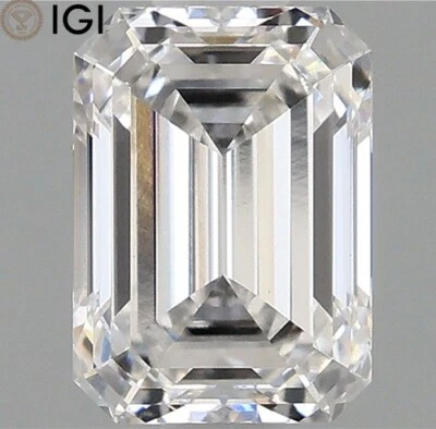 E Color VVS2 Clarity IGI Certificate Emerald Cut 1.10 CT. CVD Lab Grown Diamond - Image 1 of 4