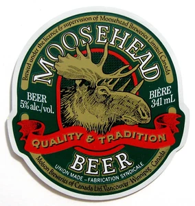 Etiqueta de cerveza Moosehead Breweries Ltd MOOSEHEAD CANADÁ 341 ml 5 % alc./vol. - Imagen 1 de 2