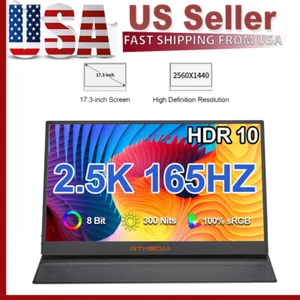 GTMEDIA 17.3" 165Hz Portable Monitor Gaming Display for PC Mac Laptop USB-C HDMI - Picture 1 of 23