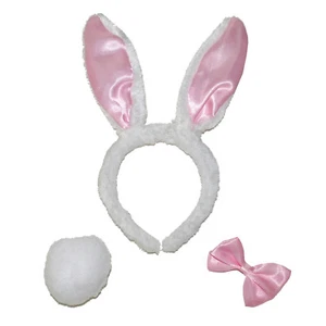 Bowtie Bunny 3pc Halloween Polyester Costume Accessory Set, For Women, White ... - Picture 1 of 1