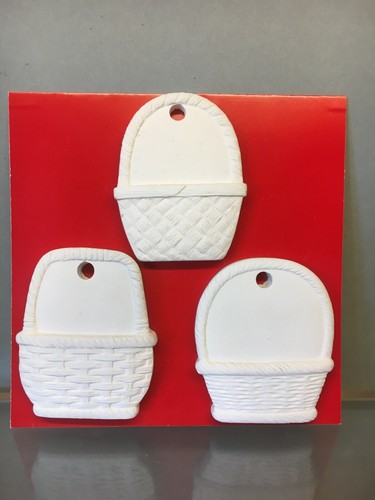 Lot De 3 Paniers En Céramique Bisque Non Peints - Décoratifs à Suspendre