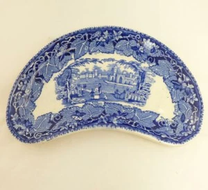 Piatto MASSONI Ironstone VISTA BLU A FORMA DI MEZZALUNA - Foto 1 di 5