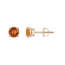 Natural Citrine Solitaire Stud Earrings for Women in 14K Gold (Grade-AAAA , 5MM)