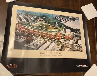 SF Giants 2000 Opening Day Poster. Pacific Bell Park. Approx. 20" x 16.125" - Image 1 of 4