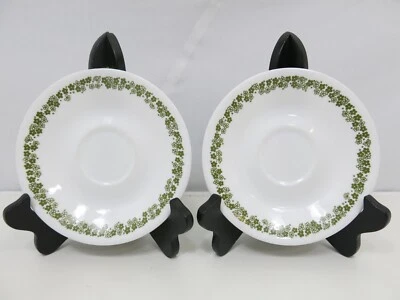 Lote de 2 platillos vintage Pyrex Corelle Ware verde margarita margarita flor de primavera Foto 1 de 4