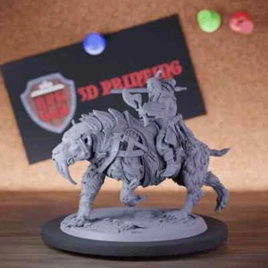 Orc Fighter Miniature Rider Tiger Mini Dungeons and Dragons DnD 5e TTRPG - Imagen 1 de 8