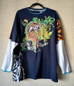 Paco Jeans Shirt Men’s Size Medium Embroidered Tiger Big Print Long Sleeve Rare - Picture 1 of 8