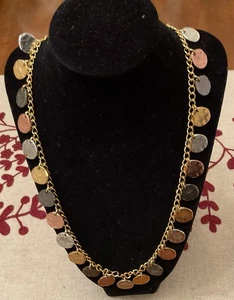 Kenneth Jay Lane KJL Halskette Multi-Metall Zigeuner Münze Kette Halskette Boho 36" - Bild 1 von 9