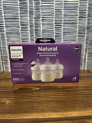 Детская бутылочка Philips Avent 3 шт. натуральная с соском Natural Response - прозрачная - 4 унции - Изображение 1 из 4
