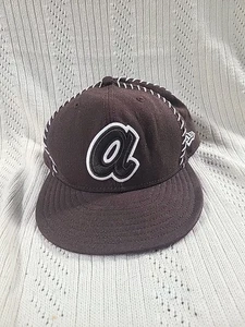 New Era Cooperstown Collection Atlanta Braves 80's Logo 7 1/4Brown - Picture 1 of 4