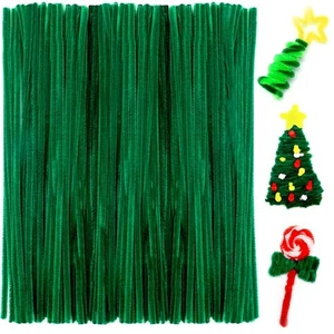 Pipe Cleaners Craft Supplies - 200Pcs Dark Green Pipe Cleaners Chenille Stems - Picture 1 of 6