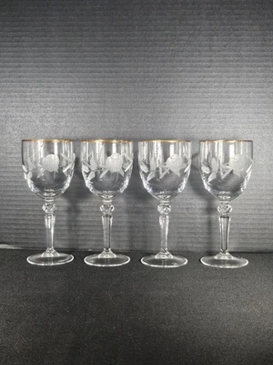 Cristalería Royal Doulton Country con borde de oro rosa té vino y tallo de agua Foto 1 de 4