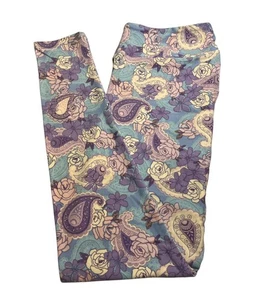 LuLaRoe Leggings TC Tall Curvy PAISLEY Pastel Rose Floral Comfy Comfy Soft Knit - Picture 1 of 6