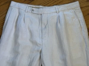 TOMMY BAHAMA Men’s Casual PANTS~36 x 30~LINEN-SILK Blend PLEATED Front IVORY - Picture 1 of 8