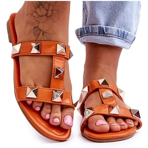 Damen Flip-Flops mit großen Nieten orange - Bild 1 von 5