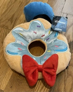 Disney Paperino Ciambella Peluche Cane Cigolante Giocattolo Peluche Marca Chewy Trattare Cappello - Foto 1 di 4
