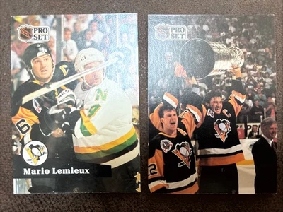 Juego profesional 1991-92 - ¡Tarjetas de hockey Mario Lemieux #318 y #194! Foto 1 de 2
