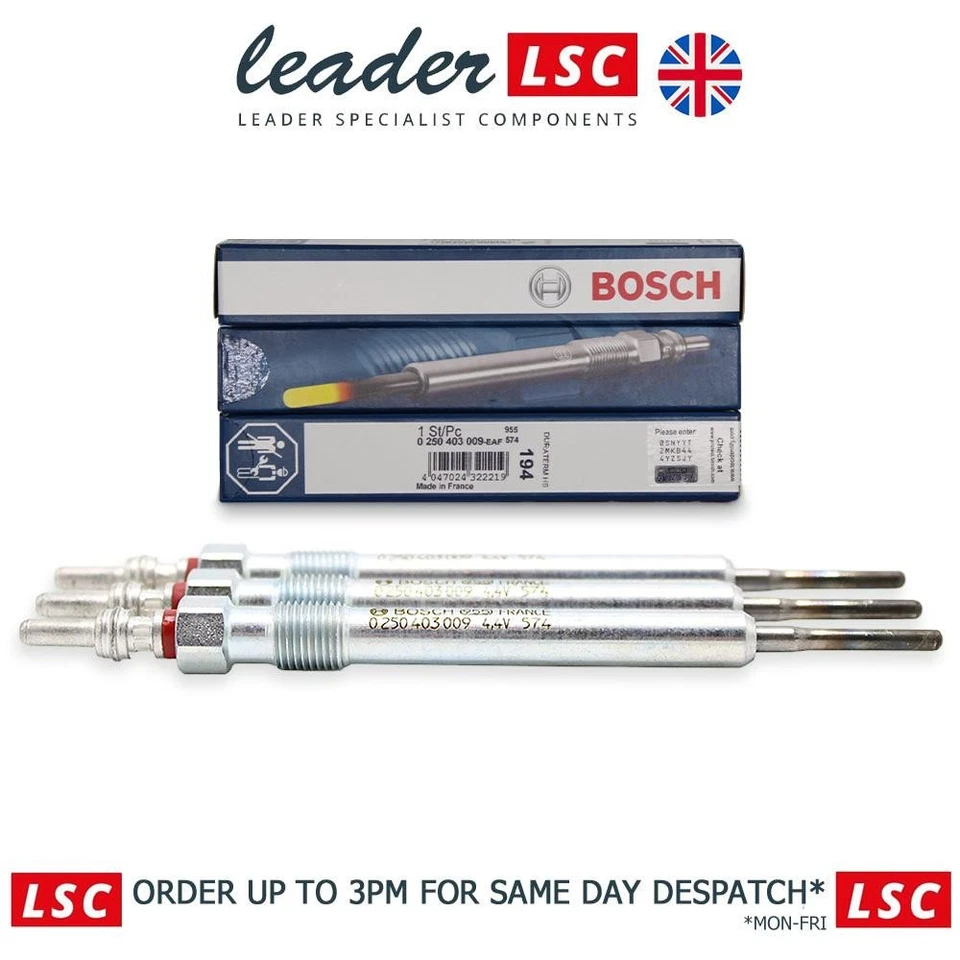 03L963319 Bosch 3x Glow Plugs Audi A1 A3 A4 A5 A6 Q2 Q3 Q5 TT New Genuine - Image 1 of 4