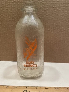 Vintage Milk Bottle: Riggins Dairy Products of Muncie Indiana 2-sided Quart - Picture 1 of 6
