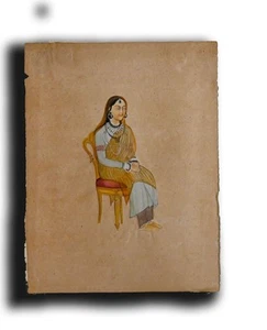 Sikh Princess Portrait Handmade Miniature Women Painting 11 x 7 In "PN8567" - Picture 1 of 3