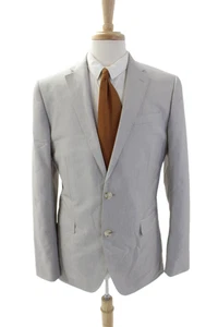 J. Ferrar Mens Two Button Slim Fit Blazer Jacket Light Gray Size 40 Long - Picture 1 of 10