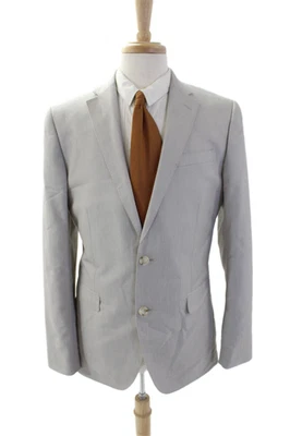 J. Ferrar Mens Two Button Slim Fit Blazer Jacket Light Gray Size 40 Long - Image 1 of 4