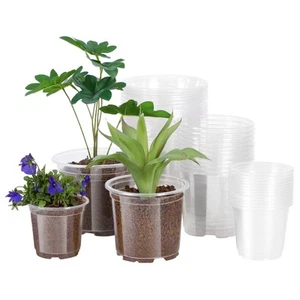 30 Pack 6/5/4Inch Clear Nursery Pots with Drainage Holes, Clear Plant Pot for... - Picture 1 of 7