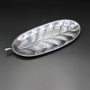 Bandeja de hoja de plátano vintage plateada plato International Silver Co. decoración de tocador - Imagen 1 de 5