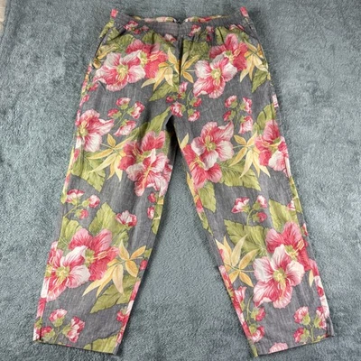 Pantalones Reyn Spooner Vintage Mujer Grandes Florales Hawaianos Calce Relajado Cintura Elástica Foto 1 de 4