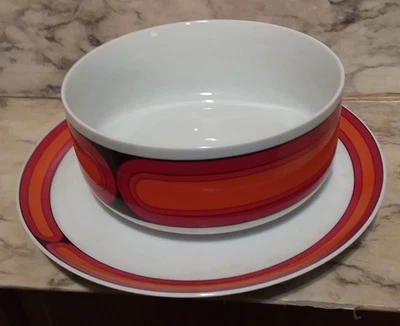 1970's Arzberg SICILIA Orange Porcelain 8" SALAD BOWL & 11" PLATE Theo Baumann - Image 1 of 4