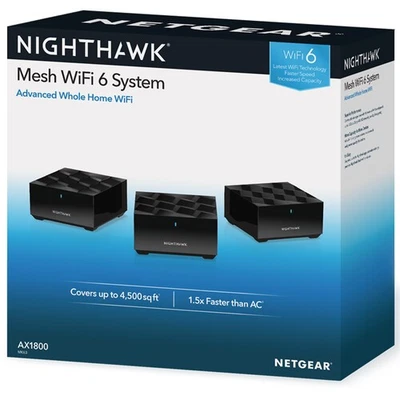 NETGEAR - Nighthawk AX1800 Dual-Band Mesh Wi-Fi System (3-pack) - Black - VG - Image 1 of 3