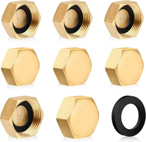 6 Pcs 1/2" Brass Blanking Nut Cap Female Stop w/ Washers Plumbing Fittings Tap - Picture 1 of 5