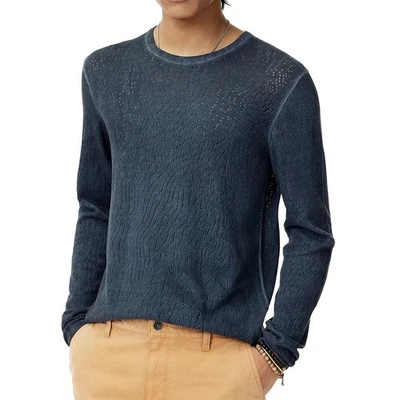 Camiseta Suéter John Varvatos Collection Para Hombre Camden Crew Malla Puntada Tinte Frío Azul Marino Foto 1 de 4