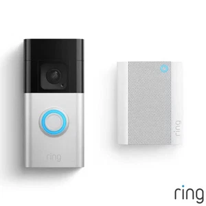 Ring Battery Video Doorbell Plus with Chime Silver Motion Detector - Picture 1 of 4