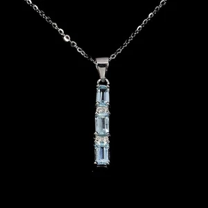 Collana Argento Sterling 925 Topazio Ottagonale 5x3mm Gemma Naturale Gioielli 18in - Foto 1 di 14