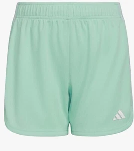 adidas Girls' Big Aeroready 3 White Stripe Pacer Mesh Shorts Easy Green NWT - Picture 1 of 5