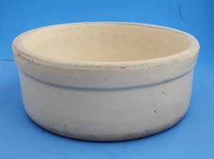 VINTAGE NATURAL PLAIN STONEWARE HEAVY DUTY PET DOG FEEDER CROCK BOWL DISH LARGE - Picture 1 of 5