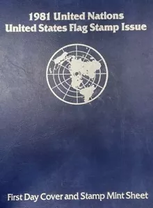 NEW 1981 UN US FLAG STAMP ISSUE FDC & STAMP MINT SHEET WITH FOLDER - Picture 1 of 7