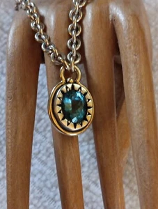 Collana Topazio Blu Starburst Argento Sterling USA e Oro 14k - Foto 1 di 18