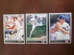 Lot (3) 1992 Leaf 2 Baseball Greg Maddux Ryne Sandberg David Justice - Bild 1 von 1